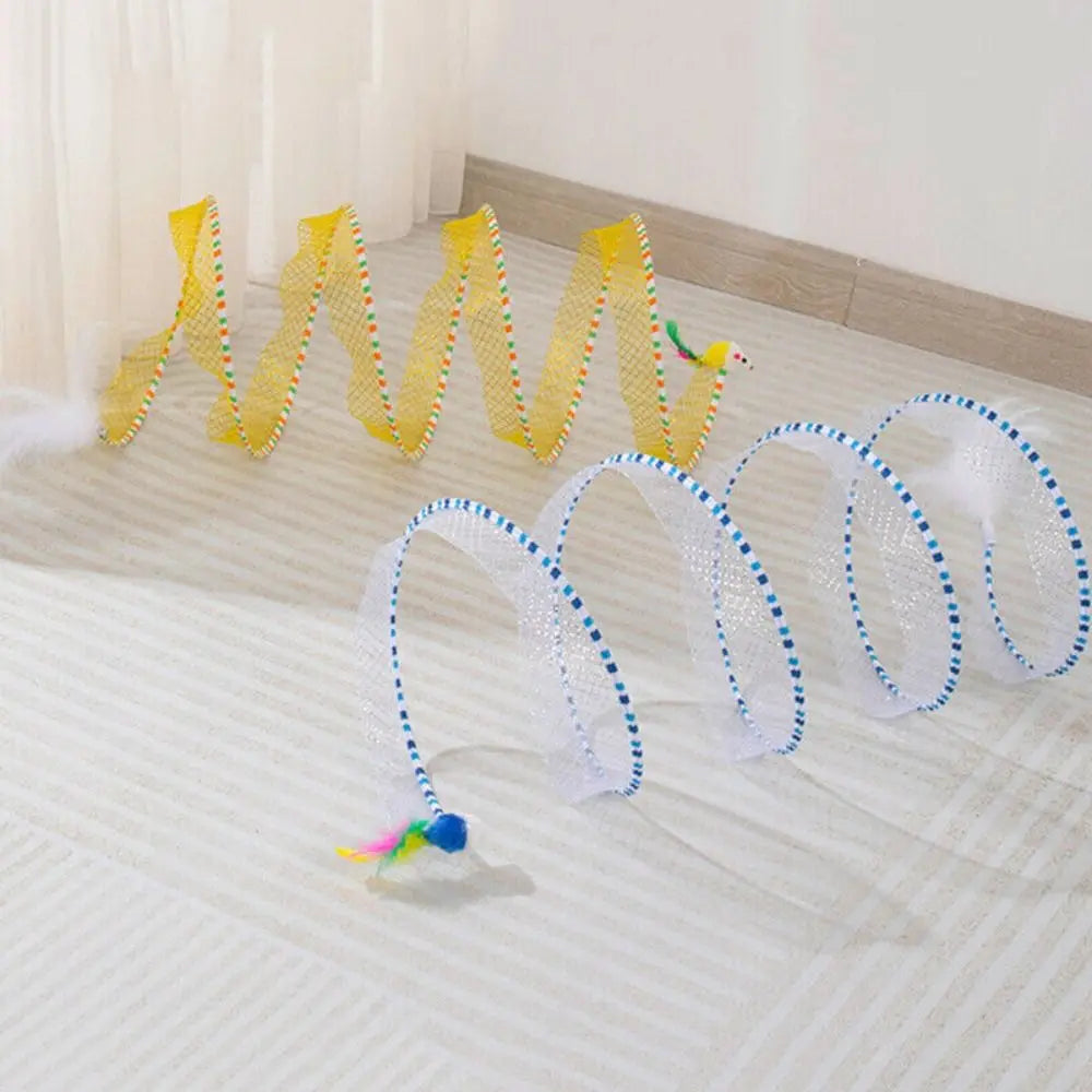 Foldable Cat Coil Tunnel Toys New S-Shape Colorful Coil Spiral Toy Stretchable Pet Supplies Pet Interactive Toy